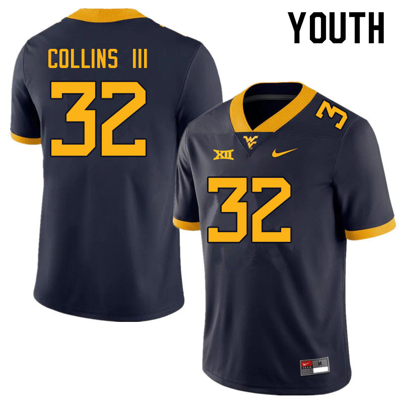 Youth #32 Raleigh Collins III West Virginia Mountaineers College Football Jerseys Sale-Navy
